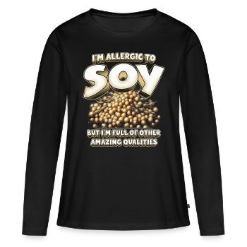 Allergie au soja - T-shirt manches longues Premium bio Femme - noir - Devant - Julia (174cm)