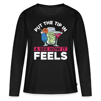 Barman Mixologue Put The Tip - T-shirt manches longues Premium bio Femme - noir - Devant - Julia (174cm)