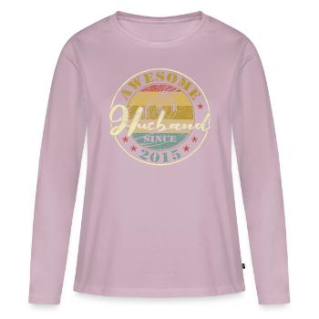 9th Wedding Anniversary Great Husband Since 2015 Retro - Women's Premium Organic Long Sleeve Shirt - dusky pink - Front - Julia (174cm)
