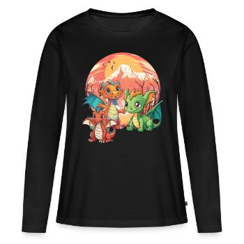 Dragon Dragon Dinos Dino Temps Âge De Pierre - T-shirt manches longues Premium bio Femme - noir - Devant - Julia (174cm)