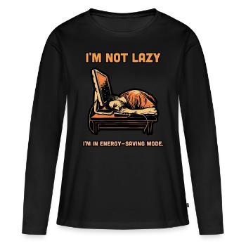 Lazy Programmer Humor Energy Saving Mode Funny - Women's Premium Organic Long Sleeve Shirt - black - Front - Julia (174cm)