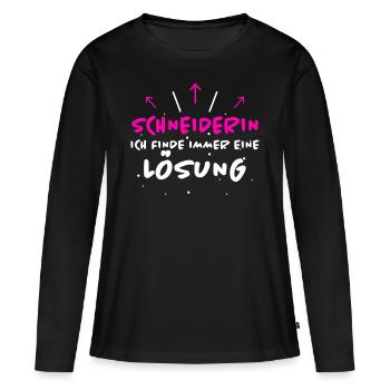 Schneiderin Spruch Lustiges Schneiderin Geschenk - Frauen Premium Bio Langarmshirt - Schwarz - Vorne - Julia (174cm)