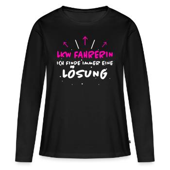 LKW Fahrerin Spruch Fun Lastwagenfahrerin Geschenk - Frauen Premium Bio Langarmshirt - Schwarz - Vorne - Julia (174cm)