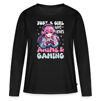 Anime Girl Kawaii Gamer Anime Lover - Women's Premium Organic Long Sleeve Shirt - black - Front - Julia (174cm)