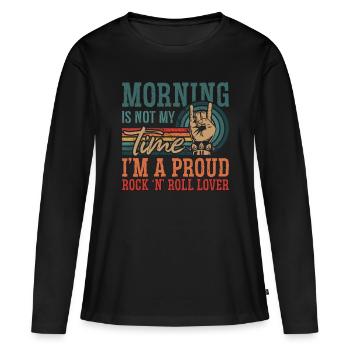 Rock n Roll Morning n’est pas mon heure Rock classique - T-shirt manches longues Premium bio Femme - noir - Devant - Julia (174cm)