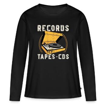 Disques vinyles - Cds Turntable Music Lover - T-shirt manches longues Premium bio Femme - noir - Devant - Julia (174cm)