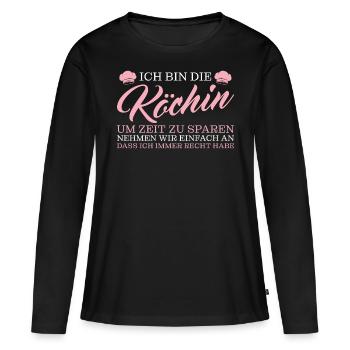 Kochen Humor Beste Köchin Geschenk - Frauen Premium Bio Langarmshirt - Schwarz - Vorne - Julia (174cm)