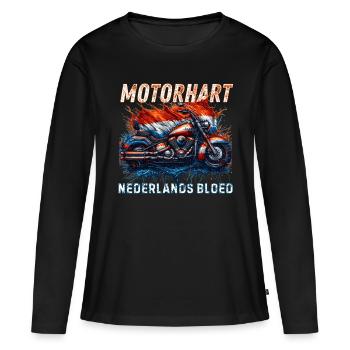robuste Motorrad T-Shirts Holländische Flagge dreifarbig - Frauen Premium Bio Langarmshirt - Schwarz - Vorne - Julia (174cm)