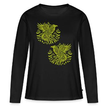 Corbeau Corbeau Oiseaux Corbeaux Occulte Corbeau Corbeau - T-shirt manches longues Premium bio Femme - noir - Devant - Julia (174cm)