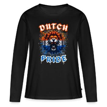 Lion néerlandais aux couleurs du drapeau néerlandais - T-shirt manches longues Premium bio Femme - noir - Devant - Julia (174cm)
