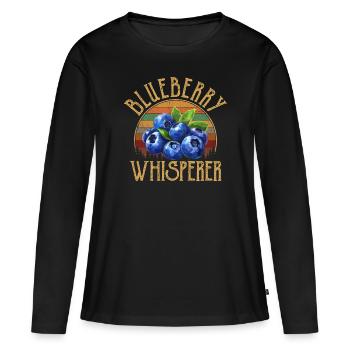 blueberry whisperer, blueberry - Frauen Premium Bio Langarmshirt - Schwarz - Vorne - Julia (174cm)