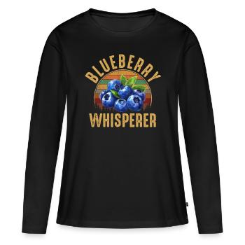 blueberry whisperer, blueberry - Frauen Premium Bio Langarmshirt - Schwarz - Vorne - Julia (174cm)
