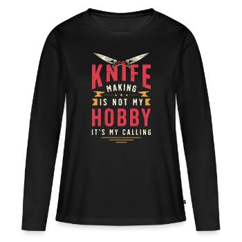 La fabrication de couteaux de forgeage de lames est un amateur de lames de forge - T-shirt manches longues Premium bio Femme - noir - Devant - Julia (174cm)