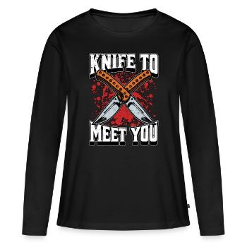 Couteau à forger de lame pour vous rencontrer Fabrication de lames - T-shirt manches longues Premium bio Femme - noir - Devant - Julia (174cm)