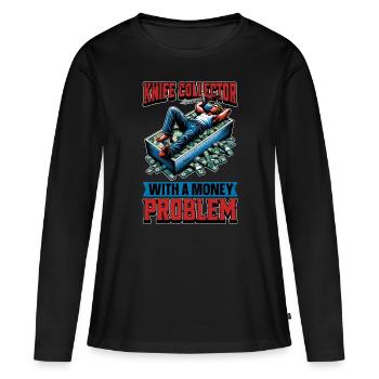 Couteau de forgeage de lame Collector avec fabrication de lame - T-shirt manches longues Premium bio Femme - noir - Devant - Julia (174cm)