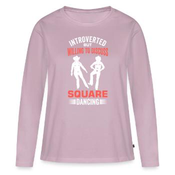 Witziger Square Dance Spruch - Frauen Premium Bio Langarmshirt - Altrosa - Vorne - Julia (174cm)