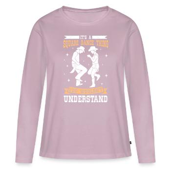 Witziger Square Dance Spruch - Frauen Premium Bio Langarmshirt - Altrosa - Vorne - Julia (174cm)
