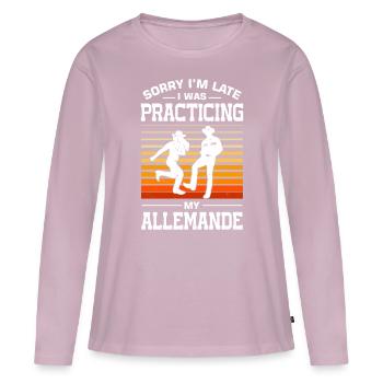 Witziger Square Dance Spruch - Frauen Premium Bio Langarmshirt - Altrosa - Vorne - Julia (174cm)