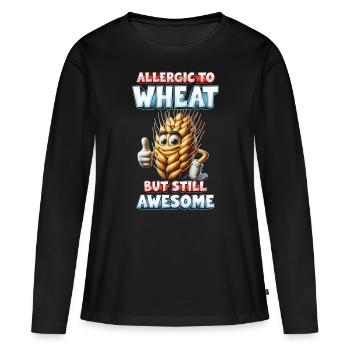 Allergie au blé Allerigic au blé - T-shirt manches longues Premium bio Femme - noir - Devant - Julia (174cm)