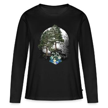 Forêt Nature Printemps Fleurs Conifères Forêt Arbres Arbre - T-shirt manches longues Premium bio Femme - noir - Devant - Julia (174cm)