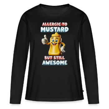Allergie à la moutarde Allerigique à la moutarde - T-shirt manches longues Premium bio Femme - noir - Devant - Julia (174cm)