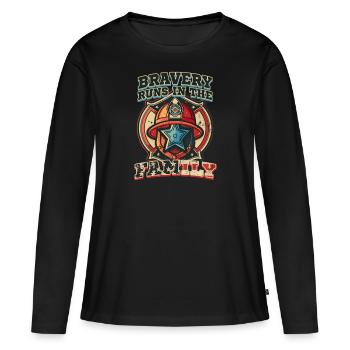 La bravoure du grand-père pompier est une histoire de famille - T-shirt manches longues Premium bio Femme - noir - Devant - Julia (174cm)
