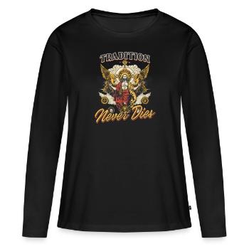 La tradition orthodoxe ne meurt jamais - T-shirt manches longues Premium bio Femme - noir - Devant - Julia (174cm)