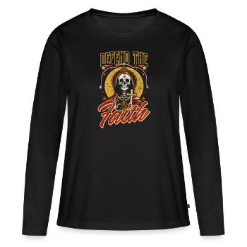 Les orthodoxes défendent la foi - T-shirt manches longues Premium bio Femme - noir - Devant - Julia (174cm)