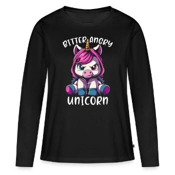Licorne en colère amère - T-shirt manches longues Premium bio Femme - noir - Devant - Julia (174cm)