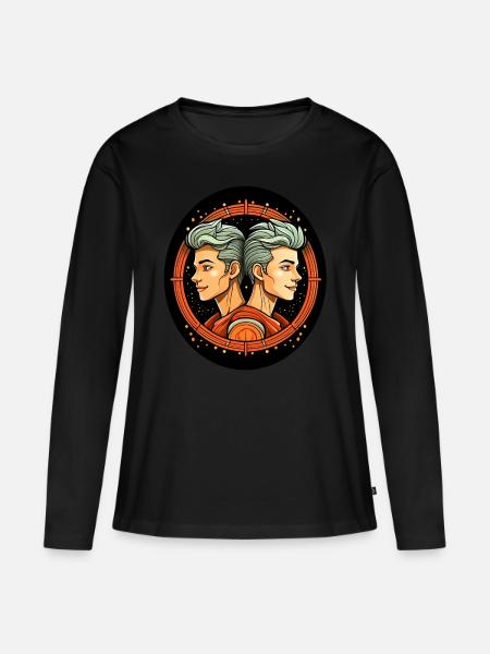 Sternzeichen Zwillinge - Frauen Premium Bio Langarmshirt - Schwarz