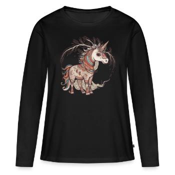 Einhörner Einhorneun Schamane Kinder - Frauen Premium Bio Langarmshirt - Schwarz - Vorne - Julia (174cm)