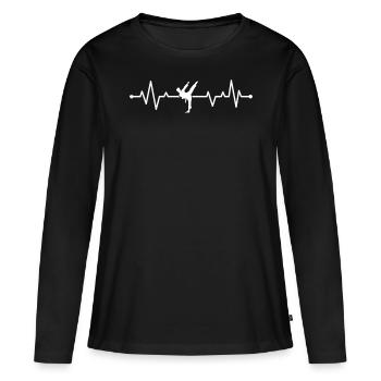 Karaté Battement de cœur Karaté Karaté Combattant Karaté - T-shirt manches longues Premium bio Femme - noir - Devant - Julia (174cm)
