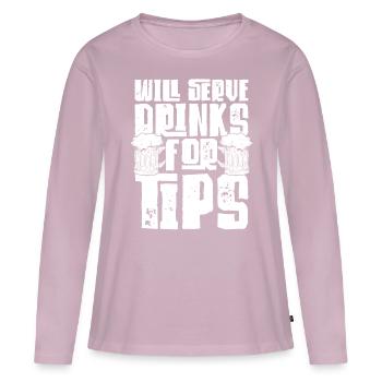 Bartender Mixologist Will Serve - Frauen Premium Bio Langarmshirt - Altrosa - Vorne - Julia (174cm)