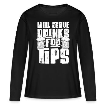 Bartender Mixologist Will Serve - Frauen Premium Bio Langarmshirt - Schwarz - Vorne - Julia (174cm)