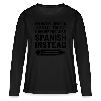 Professeur de langues étrangères École Professeurs de langues - T-shirt manches longues Premium bio Femme - noir - Devant - Julia (174cm)