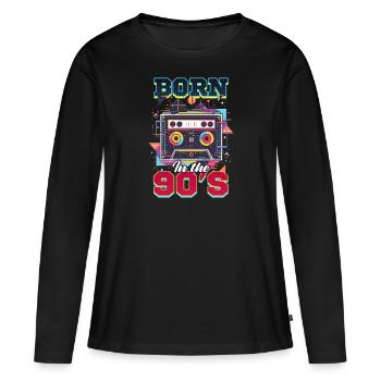 Années 90 R&B Né Dans Les Années 90 - T-shirt manches longues Premium bio Femme - noir - Devant - Julia (174cm)