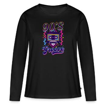 Années 90 R&B Groove des années 90 - T-shirt manches longues Premium bio Femme - noir - Devant - Julia (174cm)