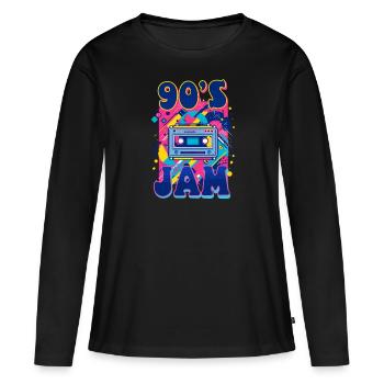 90s R&B 90'S Jam - T-shirt manches longues Premium bio Femme - noir - Devant - Julia (174cm)