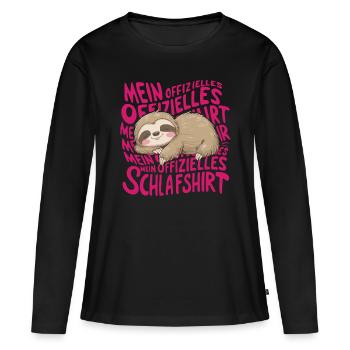 Mein offizielles Schlafshirt - Frauen Premium Bio Langarmshirt - Schwarz - Vorne - Julia (174cm)