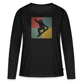 Snowboard Snowboard Remontée mécanique Vintage Snowboarder - T-shirt manches longues Premium bio Femme - noir - Devant - Julia (174cm)