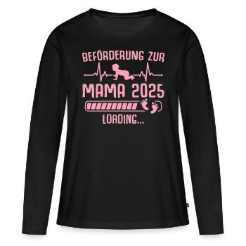 Werdende Mama 2025 lädt - Frauen Premium Bio Langarmshirt - Schwarz - Vorne - Julia (174cm)