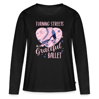 Rollerskater Party Streets Graceful Ballet Gift - Frauen Premium Bio Langarmshirt - Schwarz - Vorne - Julia (174cm)