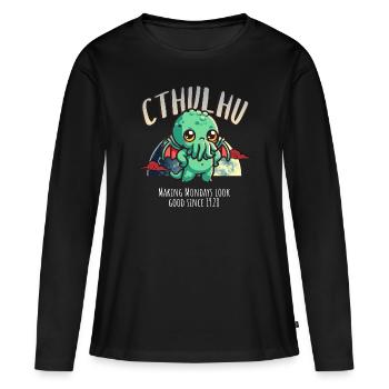 Lundi 1928 - Cthulhu culte Lovecraft Necronomicon - T-shirt manches longues Premium bio Femme - noir - Devant - Julia (174cm)