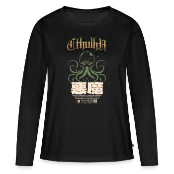 Japonais - Cthulhu Cult Lovecraft Necronomicon - T-shirt manches longues Premium bio Femme - noir - Devant - Julia (174cm)