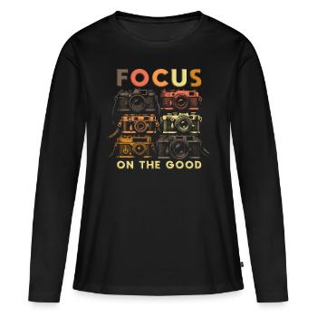 Fotograf Fotografie Fotografen Focus On The Good - Frauen Premium Bio Langarmshirt - Schwarz - Vorne - Julia (174cm)