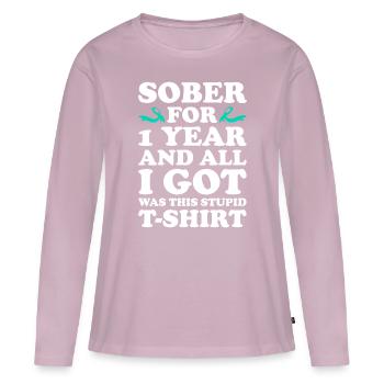 Sensibilisation à la prévention de la toxicomanie Toxicomanie - T-shirt manches longues Premium bio Femme - rose poudré - Devant - Julia (174cm)