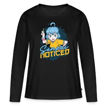 Anime Senpai remarqué - T-shirt manches longues Premium bio Femme - noir - Devant - Julia (174cm)