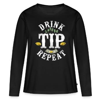 Bartender Mixologist Drink Tip - Frauen Premium Bio Langarmshirt - Schwarz - Vorne - Julia (174cm)