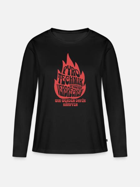 Pyrotechnik ist doch kein Verbrechen - Meme Spruch - Frauen Premium Bio Langarmshirt - Schwarz