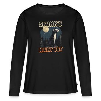 Skunk Skunks Abend - Frauen Premium Bio Langarmshirt - Schwarz - Vorne - Julia (174cm)